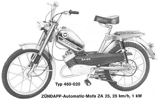 Zndapp-Schaltplan Typ 460-020 ZA25 Automatic Mofa